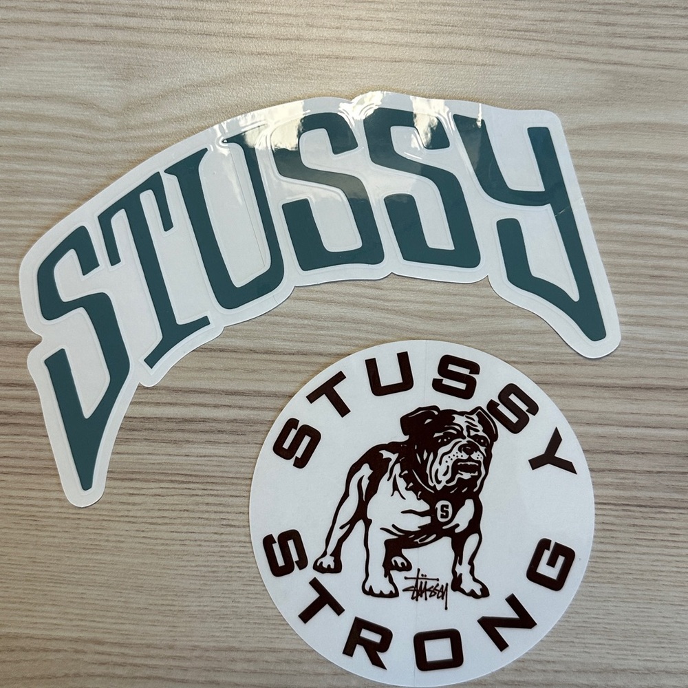 Stussy Teal and Brown Sticker Duo